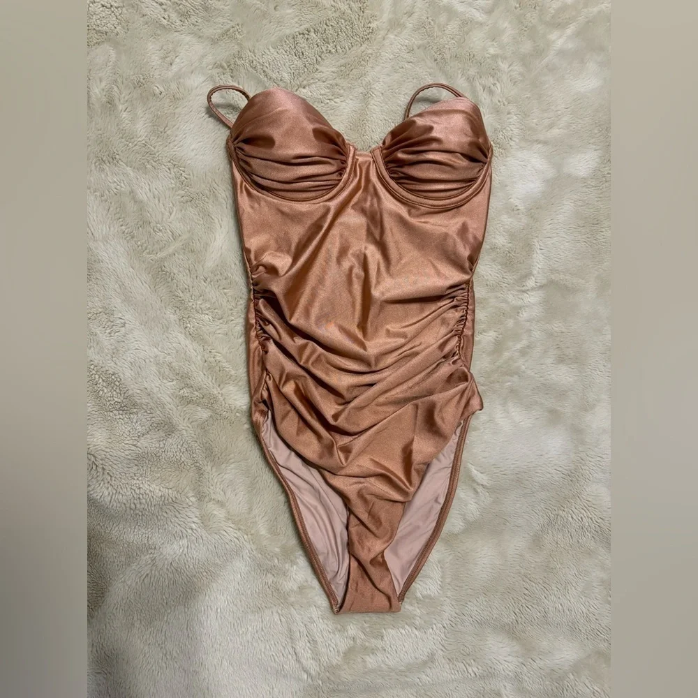 AQUA Swim
Metallic Ruched Underwire One Piece Swimsuit - 100% Exclusive - Picture 2 of 4